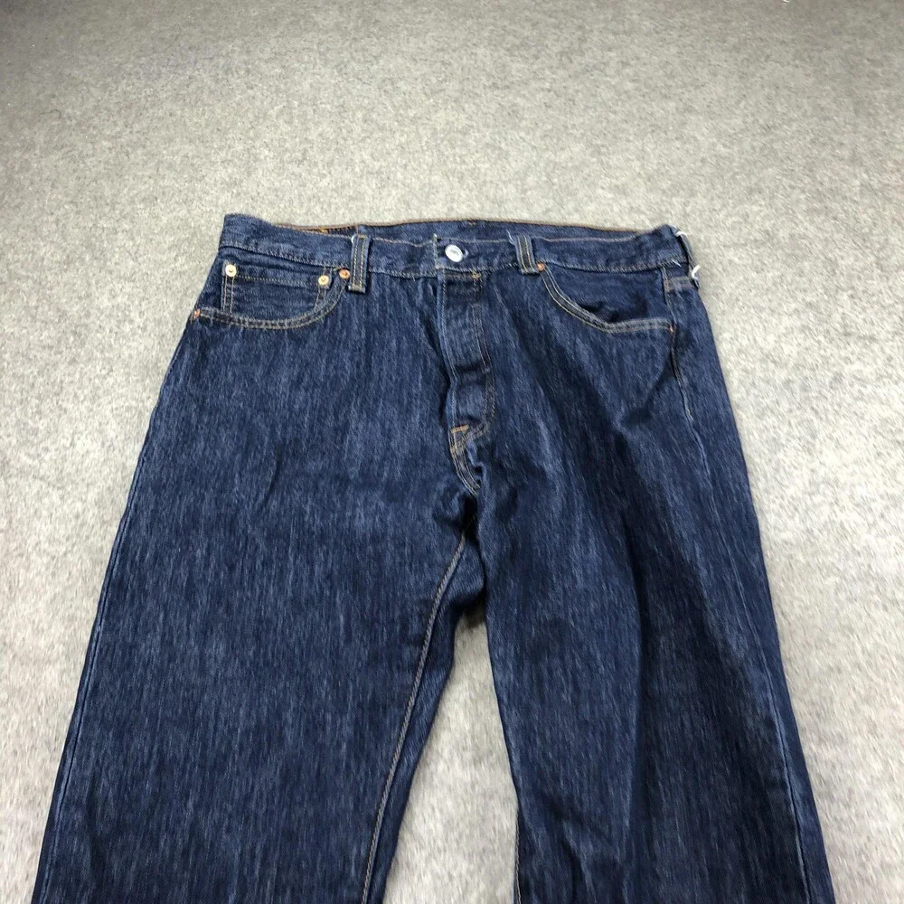 Levis 501 Jeans Mens 34x30 Blue Dark Wash Regular Straight Denim Pants Casual